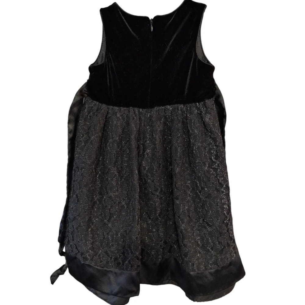 PLACE Solid Black Mixed Media Dress For Special Occasions